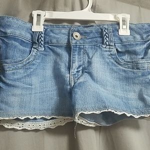 Light wash jean shorts